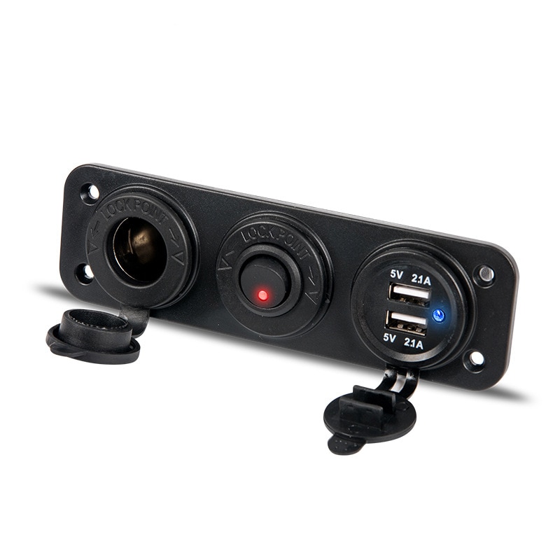 5V 2.1A + 2.1A Dubbele Usb Autolader 12V 24V Led Display Digitale Voltmeter Sigarettenaansteker Power outlet Schakelaar Paneel