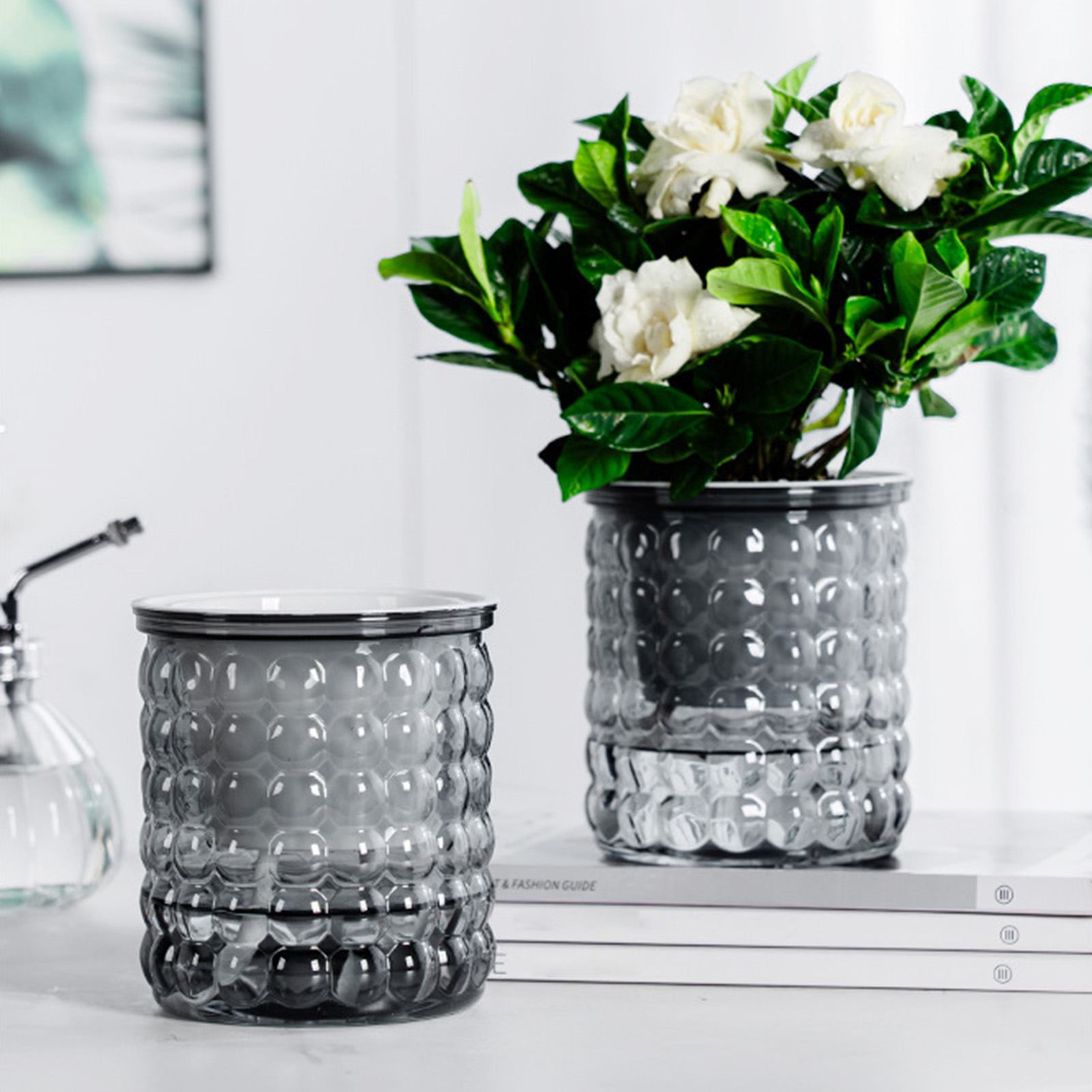 Selbst Bewässerung Blumentopf Aquarium Transparente Kunststoff Blumentöpfe Mini Selbst Bewässerung Pflanzer Topf Vase Für Heimat Dekoration