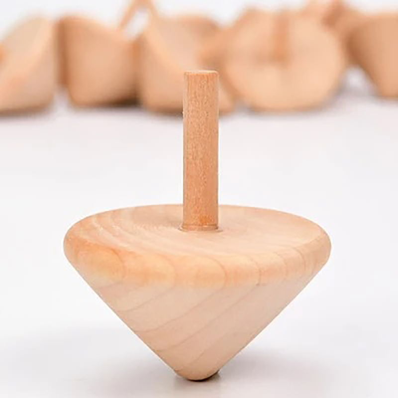 Wooden gyro traditional nostalgic toy children's wooden log spinning top kindergarten interactive toy log color