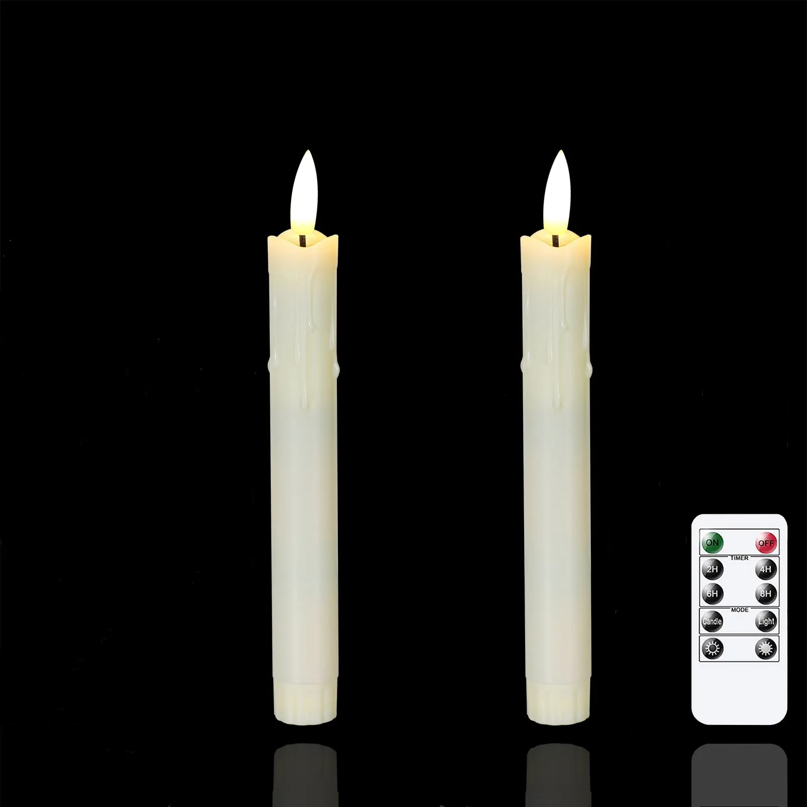 Halloween LED Flameless Flickering Taper Candle Light Remote Window Candlesticks Christmas Thanksgiving Party Fireplace Decor: Warm White