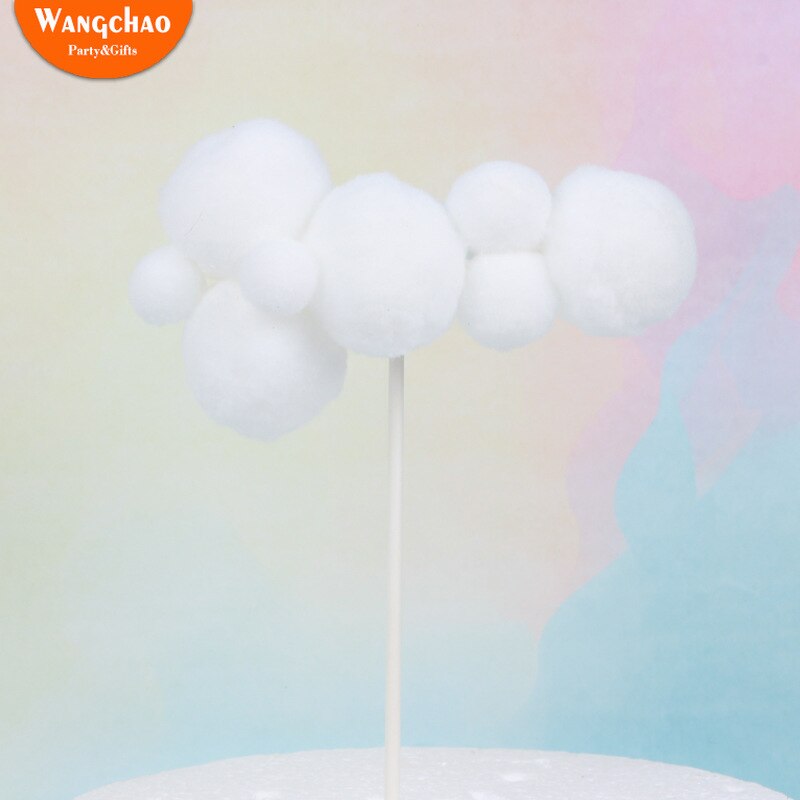 Pink White Blue Cotton Clouds Cake Topper Wedding Princess Happy Birthday Cake Topper Party Supplies Baby Shower Accessories