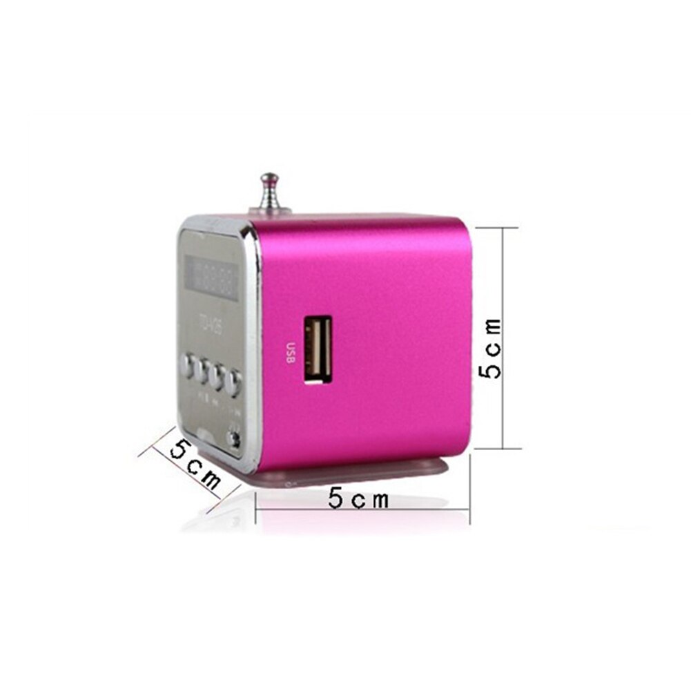 Td V26 – Mini lecteur Mp3 de musique numérique, caisson de basses, Led, son stéréo FM, batterie Portable, USB, Micro SD TF, haut-parleur, rouge, rose, vert