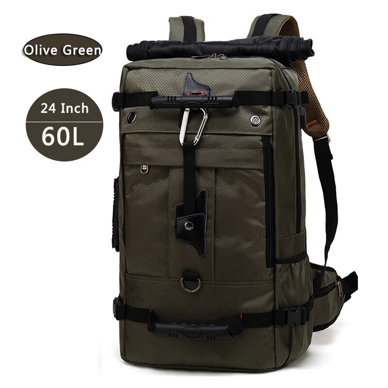 Bolso de hombro multifuncional para hombre, Mochila de viaje, informal, para negocios, para ordenador portátil: Olive Green (60L)