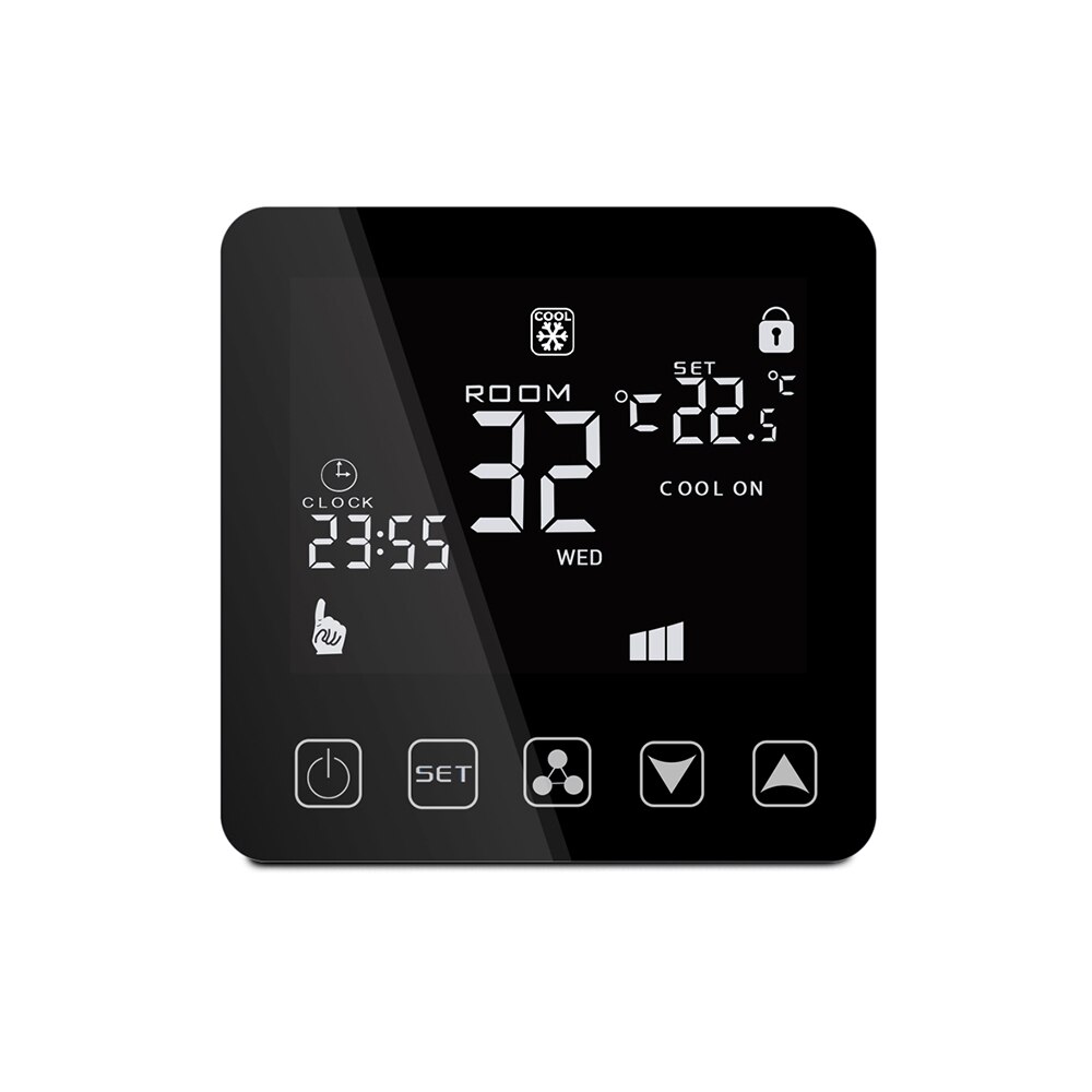 220V programmable Air conditioner thermostat-2P 4Pheating and cooling controller,black / white / gold panel optional: W08AC-2-4P