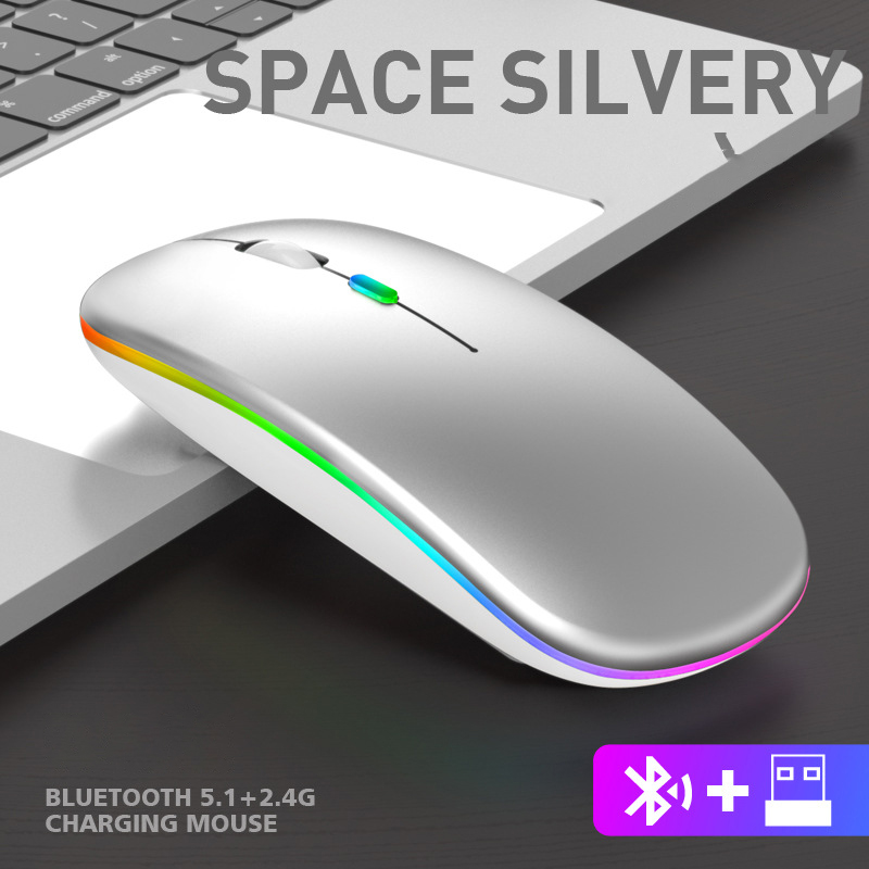 Rechargeable Wireless Mouse USB Bluetooth-compatible RGB Mouse Silent Ergonomic Mouse With Backlight For Laptop PC ipad