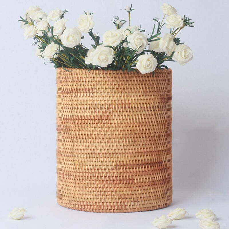 handgefertigt Rattan Mülleimer, Zylinder Lagerung, Schreibtisch Mülleimer, rattan Mülleimer Lagerung Korb (20CM)