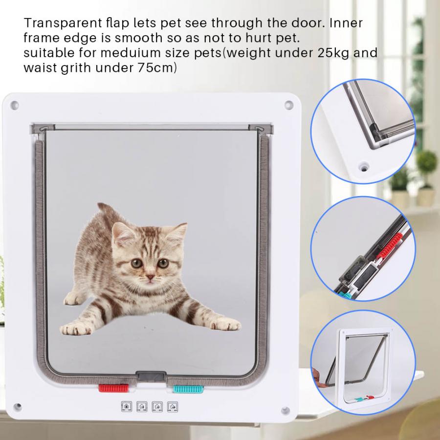 Puerta de seguridad de plástico con cierre para perros y gatos, puerta con solapa, ABS, XL, puerta de Gato pequeños para perros, suministros para mascotas
