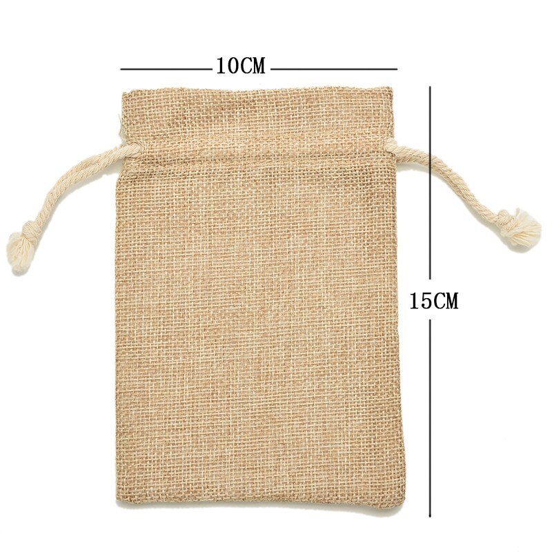 Linnen Jute Koord Bags Sacks Party Gunsten Verpakking Bag Wedding Candy Bags Feestartikelen: 10x15cm (A)