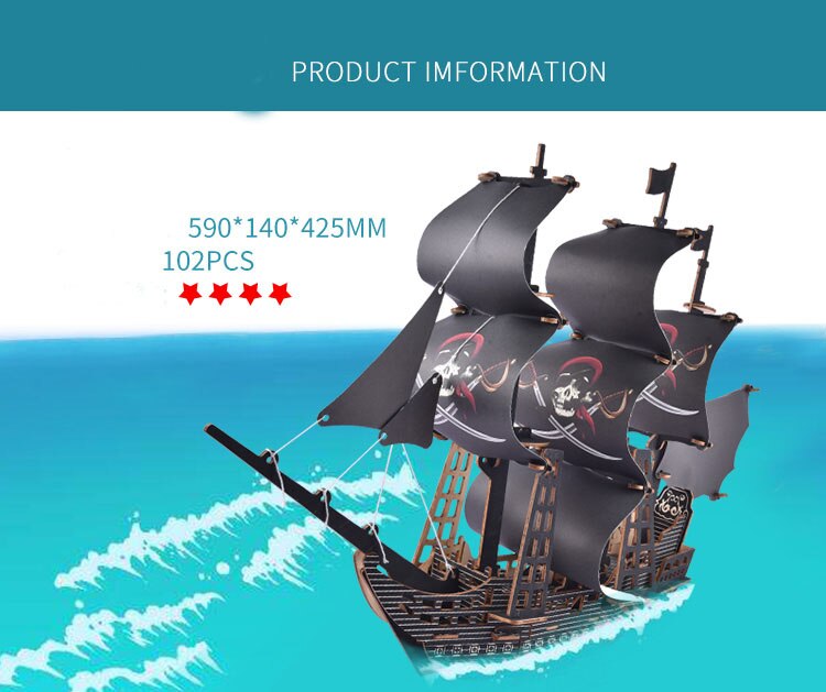 Nero Perla barca di Legno Pirata Dei Caraibi Barca A Vela Modello di Montaggio Giocattolo di Legno Fai Da Te Manuale di Simulazione navata Da Guerra La navata per bambini regalo del bambino