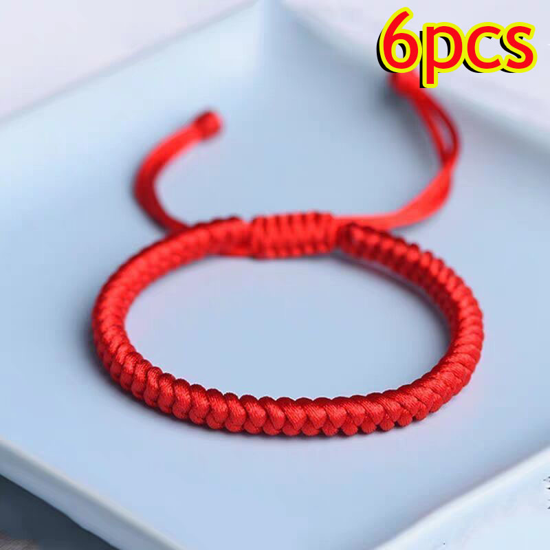 1-30 Uds. Pulseras hechas a mano de color rojo de la suerte para mujeres y hombres, pulseras con nudos de cuerda trenzada ajustable budista tibetano, pulseras de joyería,: Color dorado