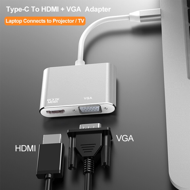 Type-c til hdmi vga 4k usb 3.0 vga adapter usb  c 3.1 type c til vga hdmi videokonvertere adapter