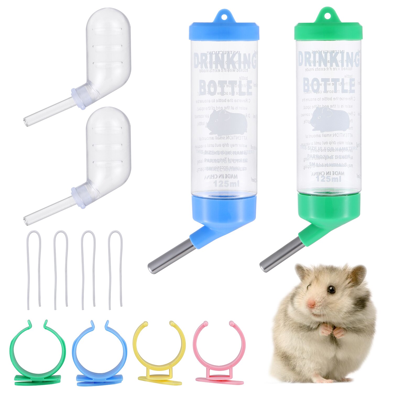 4pack Guinea Pig Water Bottle No Drip BPA Free for Small Pet Hedgehog/Hamster/Guinea Pig/Chinchilla/Bunny