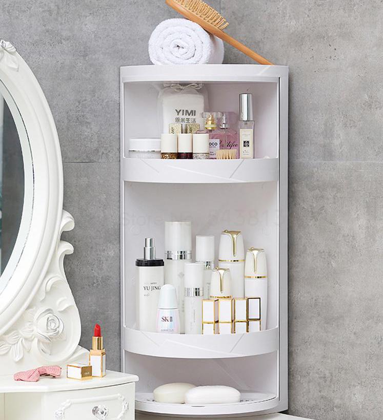 Bathroom shelf rotating triangle shelf kitchen corner corner locker bathroom vanity storage artifact