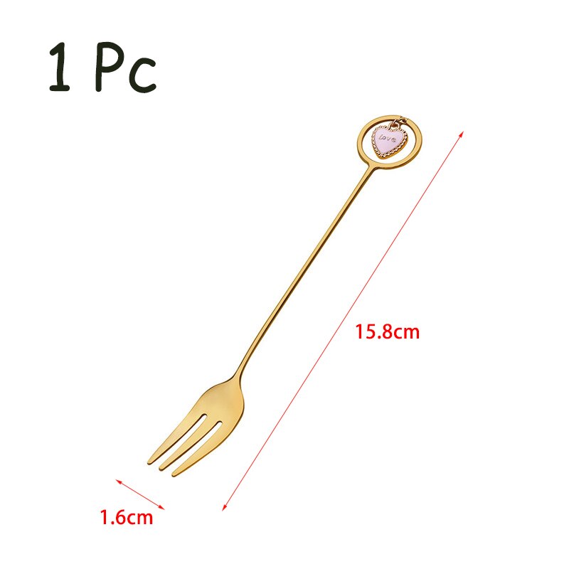 Forchetta allungabile telescopica in acciaio inossidabile cena dolce di frutta forchette per posate lunghe BBQ utensili per carne stoviglie da cucina stoviglie: cuore forchetta