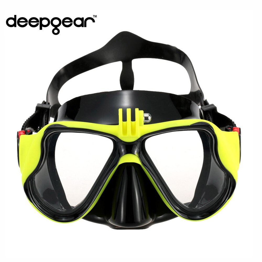Deepgear scuba diving mask Deep sea dive mask Underwater swimming snorkel gears Top black silicon adult camera mount scuba mask: Standard Yellow Mask