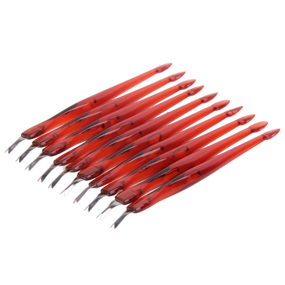 10Pcs Nail Cuticle Pusher Stainless Steel Head V-shaped blade Cuticle Trimmer Pusher Remover Manicure Pedicure Care Nail Tools
