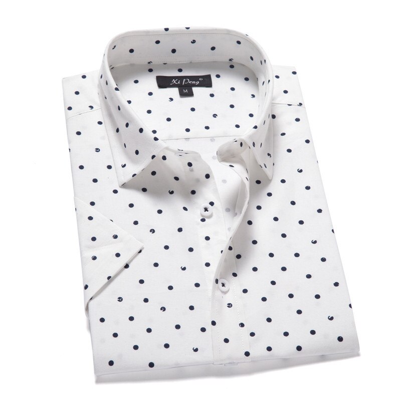 Chemises à manches longues pour hommes, chemises américaines à manches courtes, imprimés de points, chemises pour hommes, été 15,: white / S