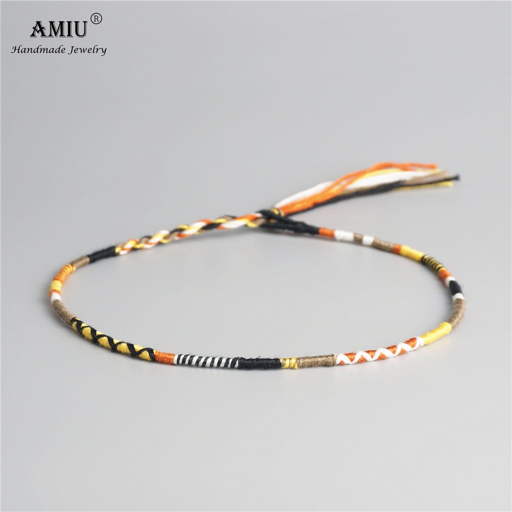 Amiu handgjorda vävda bomullstråd boho choker halsband wrap justerbar vintage choker bohemian halsband: 3