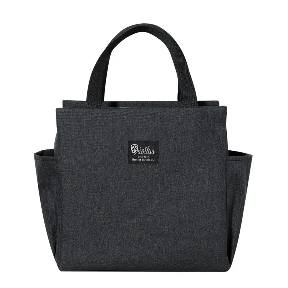Bolsas térmicas para el almuerzo con cremallera multifuncional para mujer, bolsa térmica portátil impermeable de gran capacidad, bolsa aislante para comida de Picnic: Negro