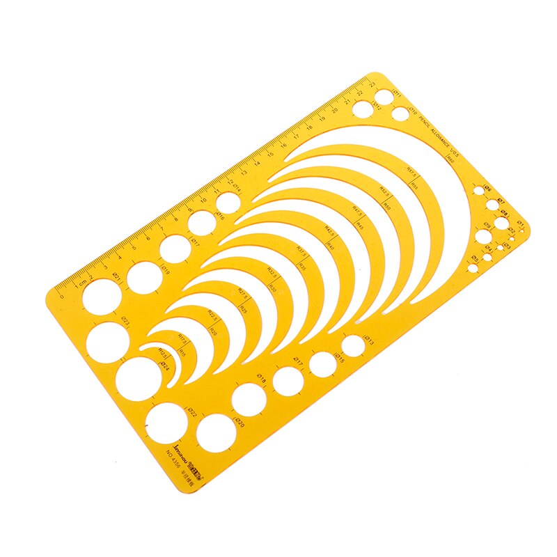 1 Pc Yellow Resin Template Ruler Stencil Measuring Tool For Drawing Many Size Round Circle Office And School Supply