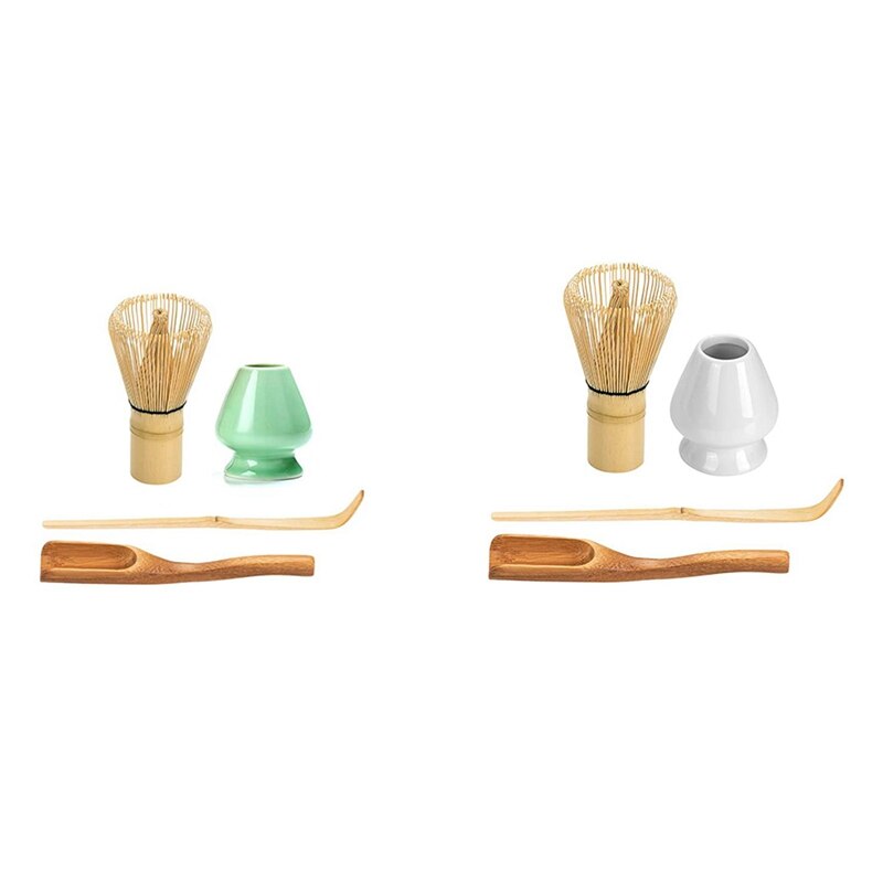 Set da tè giapponese Matcha-frusta Matcha, paletta tradizionale in bambù (Chashaku) e cucchiaino da tè, porta frusta in ceramica