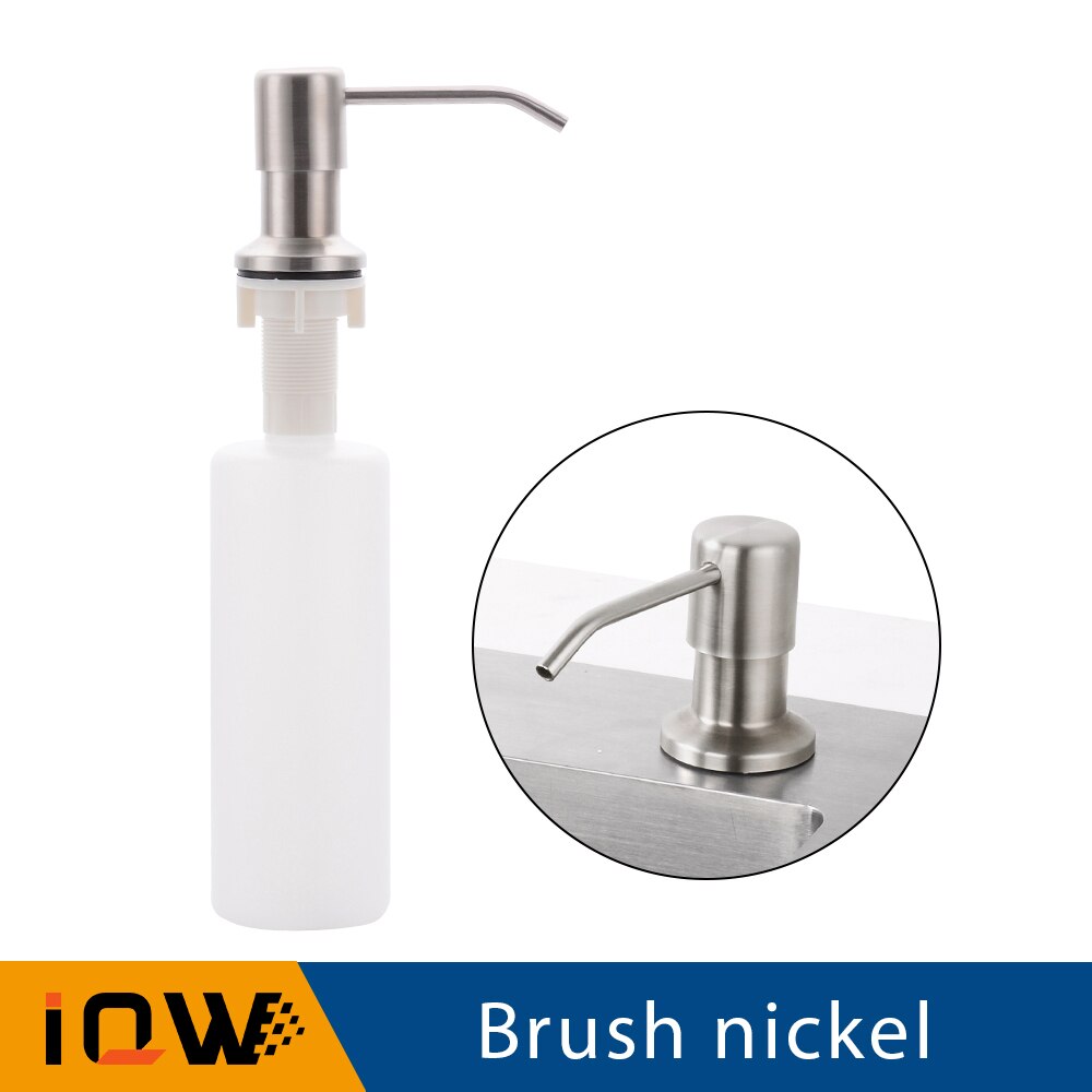 Kitchen Hand Soap Dispensers 400ml Bottles For Disinfectant Hand Soap Sink Liquid Soap Dispensers Plastic Bottle: Brush nickel