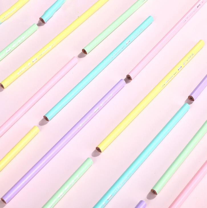 50 Pcs/pack Cute Candy Macaroon Color HB Black Lead Wooden Standard Pencils Art Drawing Sketch Pencil Office School Stationery