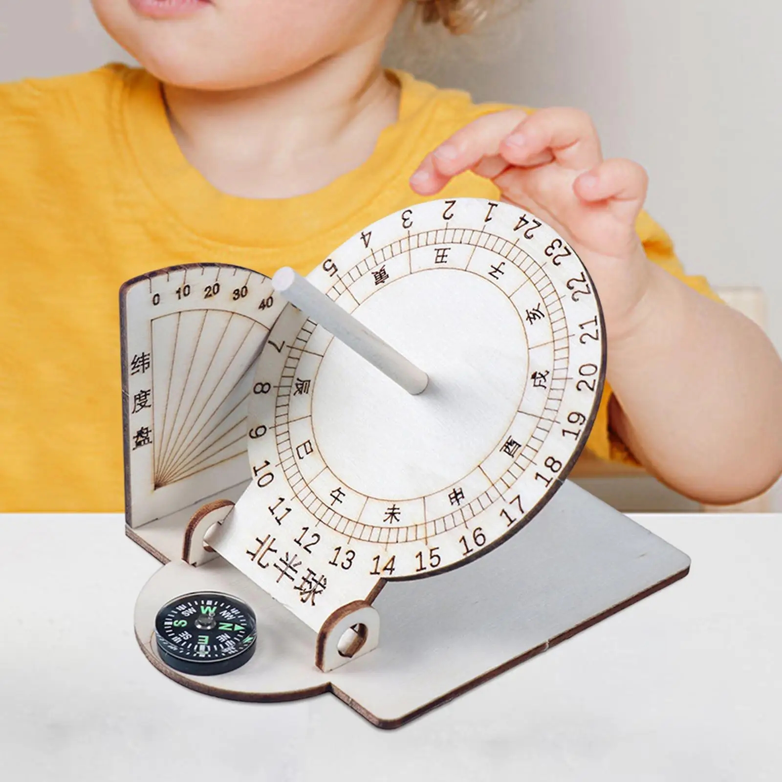 1 STKS DIY Equatoriale Zonnewijzer Klok Houten Wetenschappelijk Model Leermiddel Educatief Speelgoed Voor Kinderen Bureau Craft Accessoires