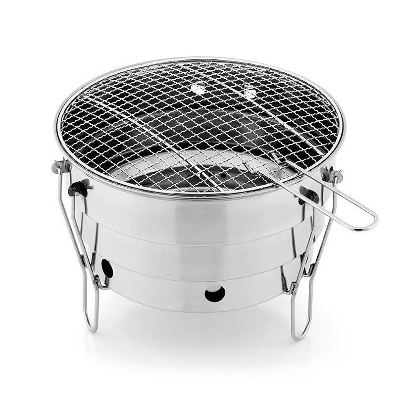 Outdoor Draagbare Mini Bbq Grill Rvs Houtskool Grill Barbecue Koken Tool Camping Accessoires