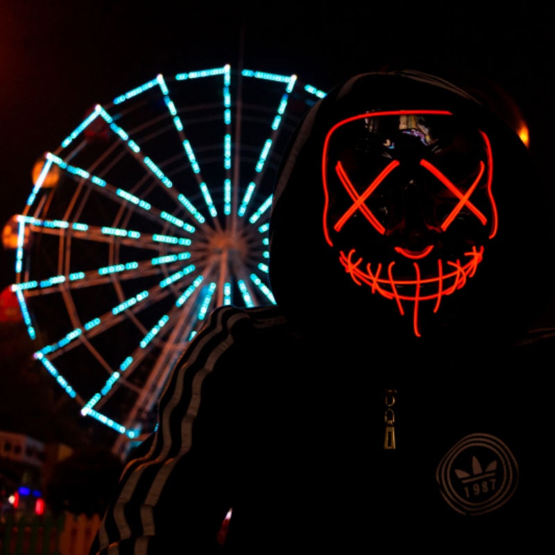 Halloween led maske purge masker valg mascara kostume dj party light up masker glød i mørke mascara horror maske glødende