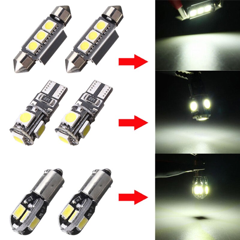 20 Stuks Auto Led Lampen Interieur Kit Dome Kofferbak Deur Plaat Licht Super Heldere Canbus Foutloos Interior Lamp Voor bmw 5 Serie E39 M