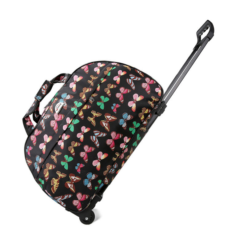 Große Kapazität Reise Trolley Taschen Frauen Männer Rollen Tasche Oxford Wasserdichte Roll Gepäck Koffer Reisetasche Mit Rädern: Orange