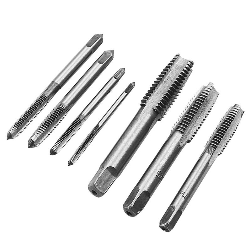 Metric Hand Tap Set HSS Machine Screw Tap Drill Bit Hand Tapping Tools Screw Thread Plug Tap Drill 7 Pcs