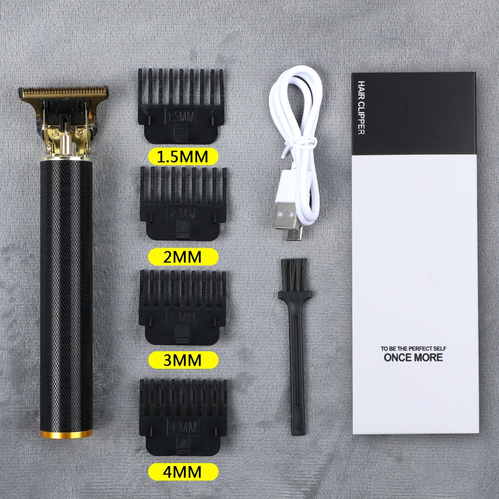 Cortadora de pelo para hombre, afeitadora de barba sin cabeza, maquinilla de afeitar eléctrica, inalámbrica, corte USB, barbería cortapelos cortar pelo corta pelo hombre barba hair peluquería: black T12