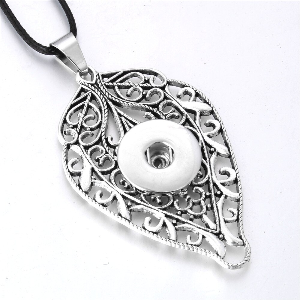 Choker Ketting 18mm Drukknoop Kettingen Bladvorm Verklaring Lange Ketting Voor Vrouwen DIY Sieraden ZG050: 18MM
