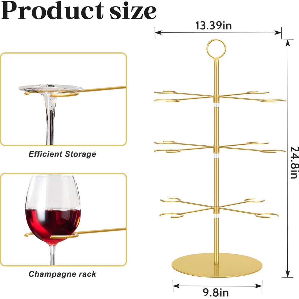 Cocktail Tree Stand 3 Tiers 12 Houders Hoogvoetige Cup Metalen Opknoping Rack Champagne Toren Stand Display Voor Drankjes Party