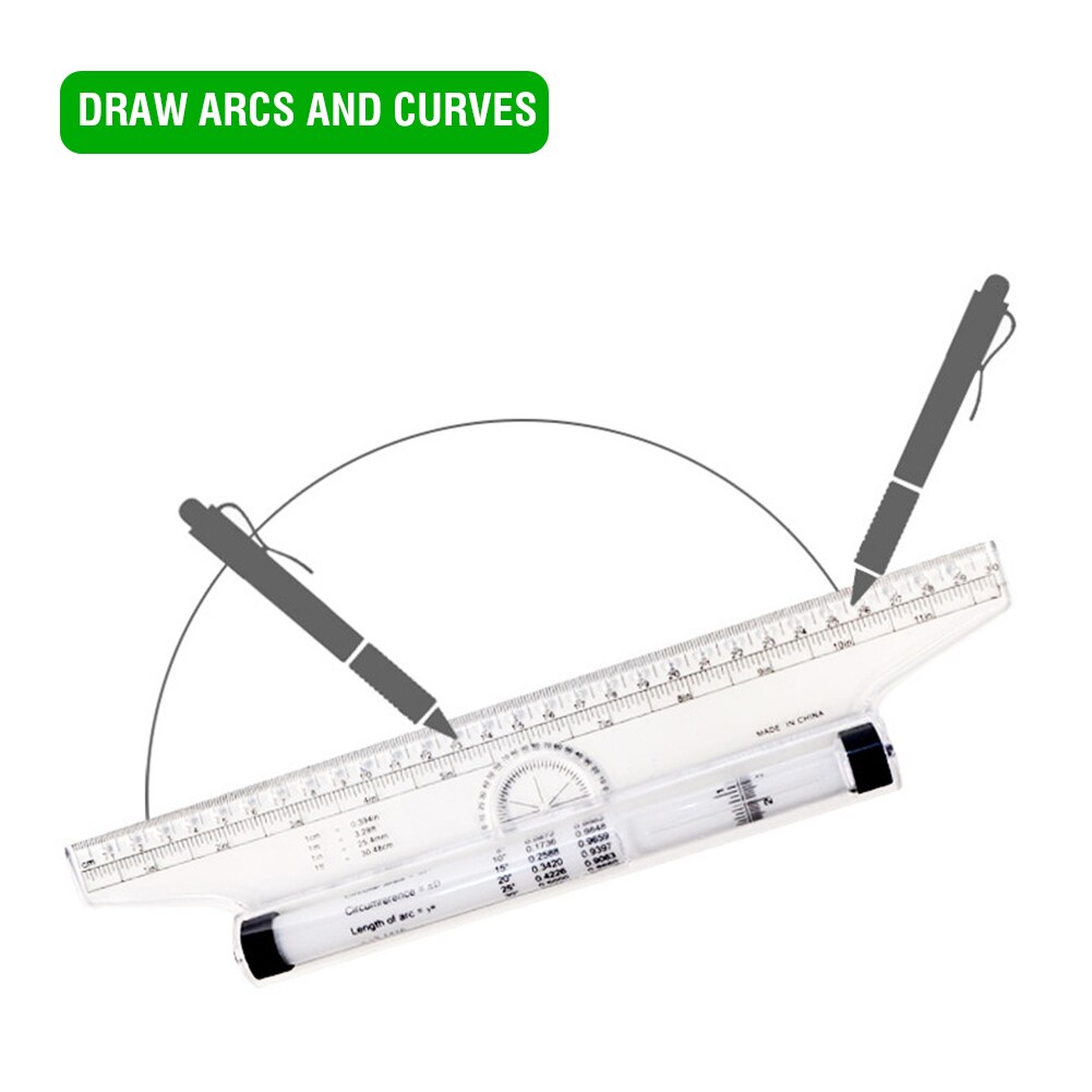 Parallel Ruler Drawing Roller Ruler Multifunction Drawing School Plastic Protractor Measuring Tool