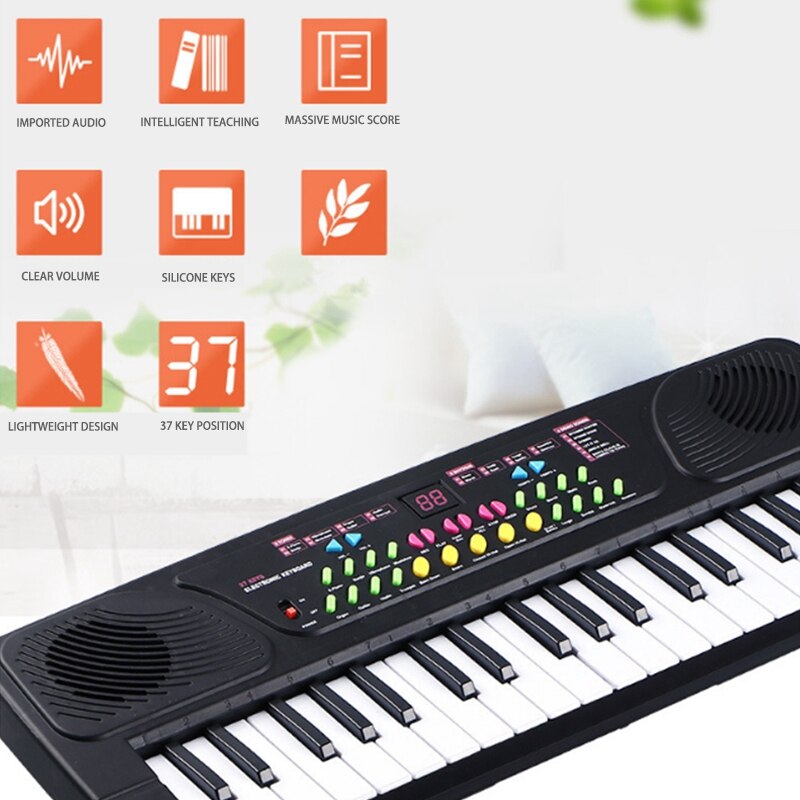 Multifunctionele Mini Elektronische Piano Met Microfoon Kinderen Draagbare 37 Toetsen Digitale Muziek Electone Toetsenbord