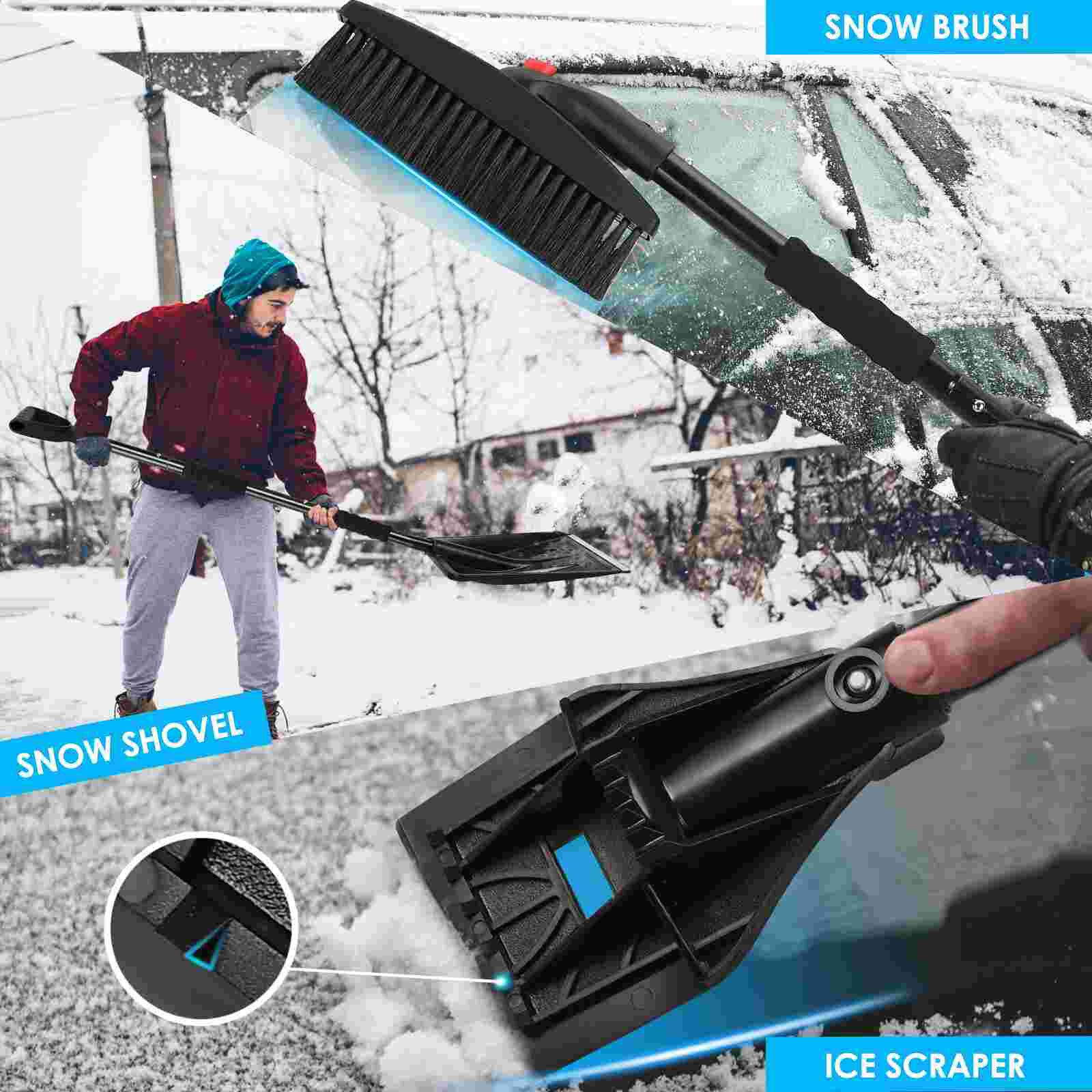 Detachable 3 in 1 Snow Scraper Snow Remover Snow Removing Tool for Home