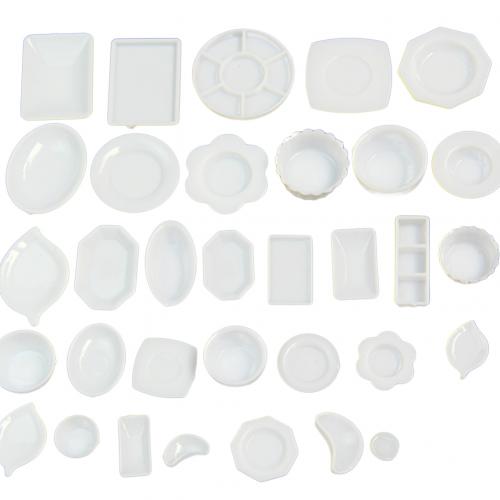 33 sztuk/zestaw 1/12 Dollhouse żywica wyczyść miniaturowe płyta danie zastawa stołowa robić kuchni zabawki płyty lalki kuchnia zabawki nowy: Default Title