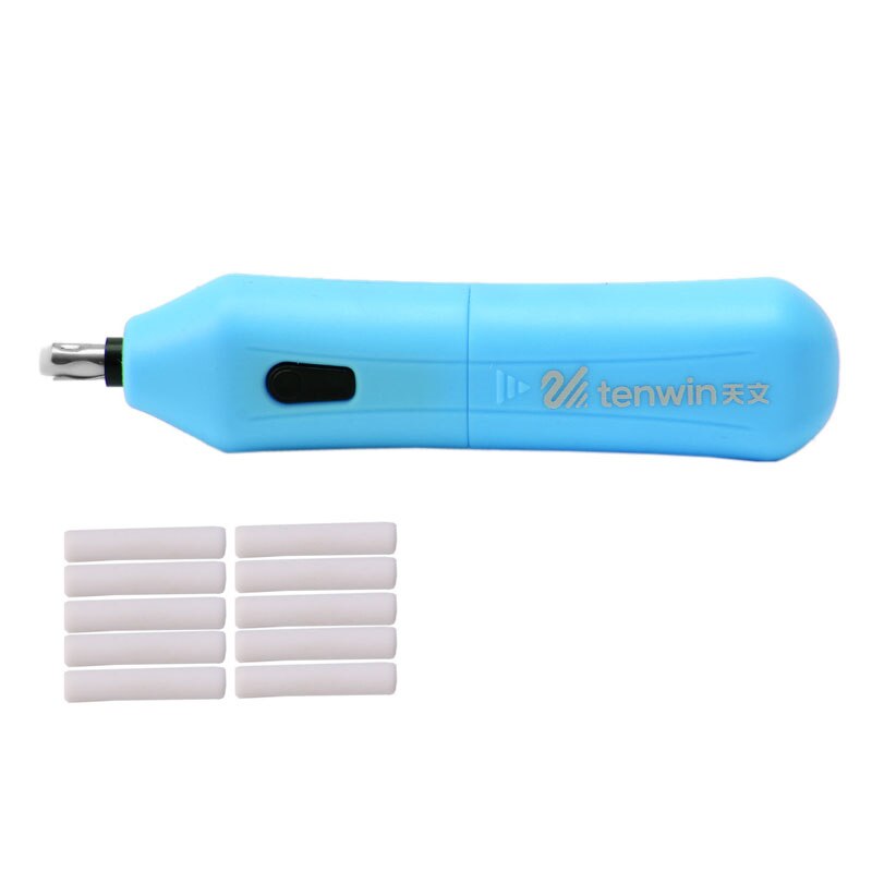 Handy Electric Eraser Kit Battery Operated Automatic For Pencil With 10 Refills Eraser Core Writing correction student Supplies: Blue