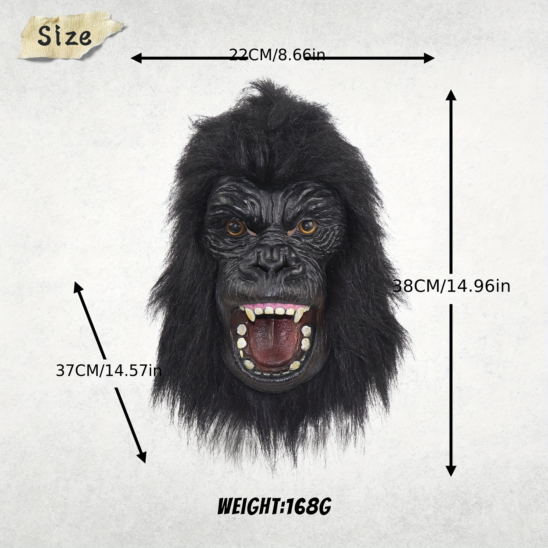 Latex Vivid Gorilla Mask With Wig, Funny Angry Gorilla Latex Mask，Ugly Cute Full Face Mask Halloween Cosplay Costume Party Prop