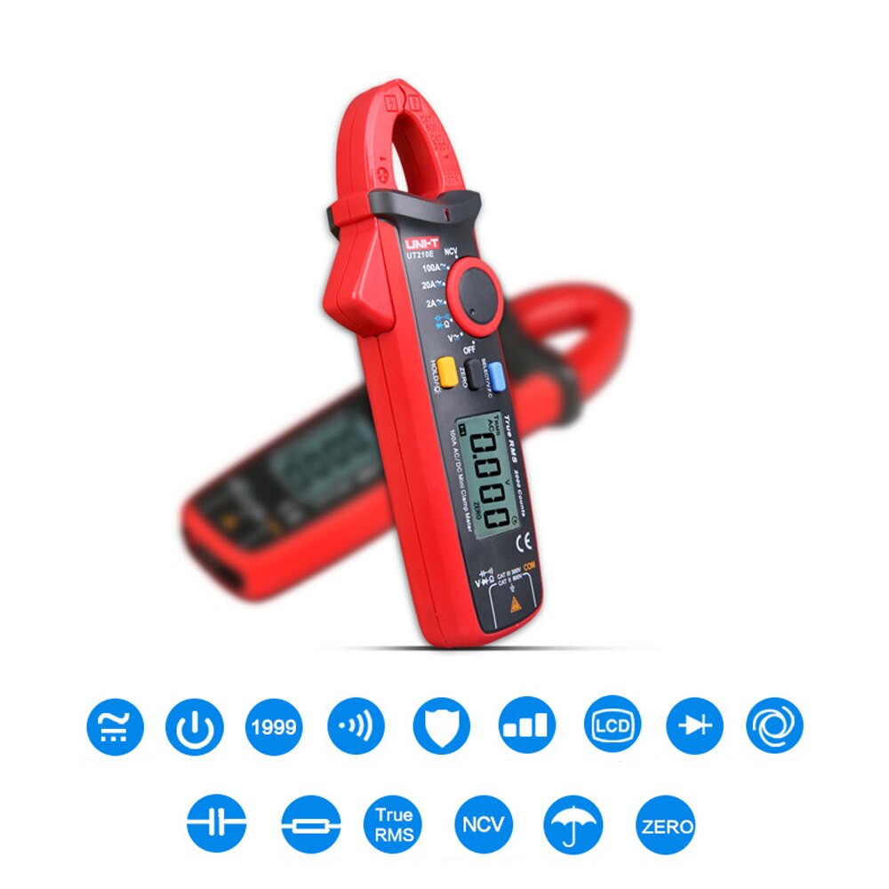 UNI-T UT210E Multimeter Digitale Stroomtang AC/DC Stroom Spanning Meter Auto Bereik Voltmeter Ameter Capaciteit Weerstand Test