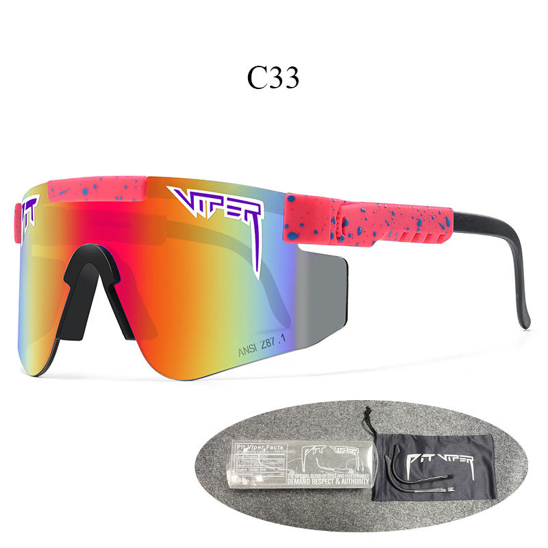 Pit Viper Vissen Zonnebril Outdoor Bril Sportbrillen Fietsen UV400 Fiets Zonnebril Mtb Goggles Met Case: C33