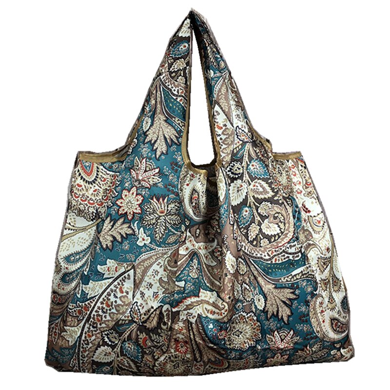 ECO Polyester Reusable Tote Foldable Shopping Bag Women Men Travel Shopper Package Buy vegetables traveling sho