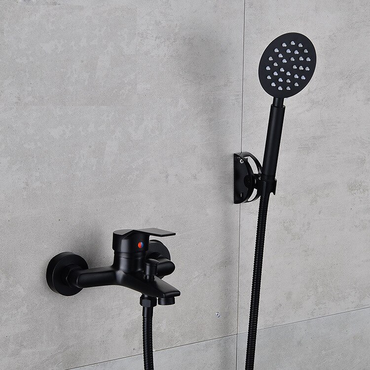 black Wall mounted bathtub faucet waterfall brass chrome finish bath shower mixer Bath Faucet Tap With Hand Shower Head Set: 6