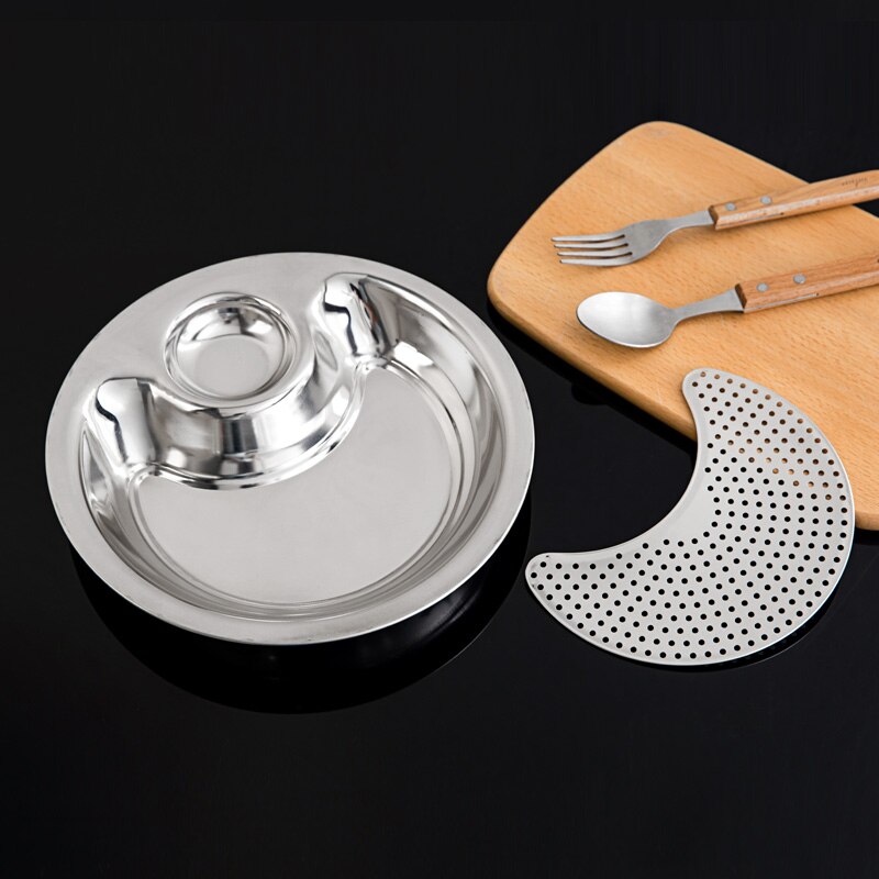Thick Stainless Steel Vinegar Dish Dumpling Plate Drain Double Tray Fruit Tray Serving Platter Serving Dish