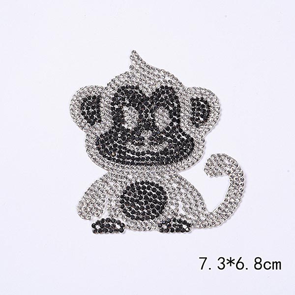 Dieren Strass Geappliceerd Accessoires Kleurrijke Hond En Eenhoorn Steentjes Naaien Voor Kleding Diy Decor Kid T-shirt Patch S-009: Monkey