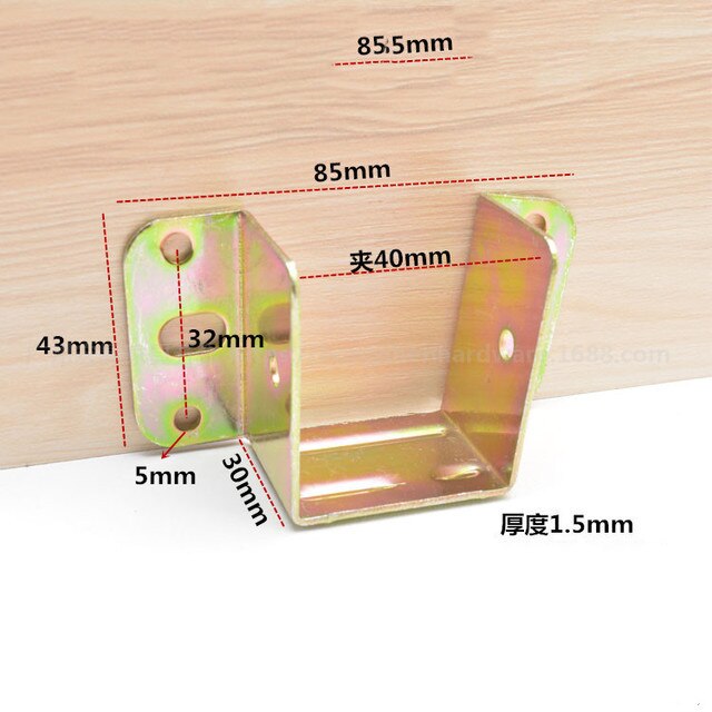 Support de faisceau de lit en métal, 4 pièces, connecteur fixe en bois, charnières de lit épaisses, crochet Code d&#39;angle, accessoires de quincaillerie de meubles: L 40mm