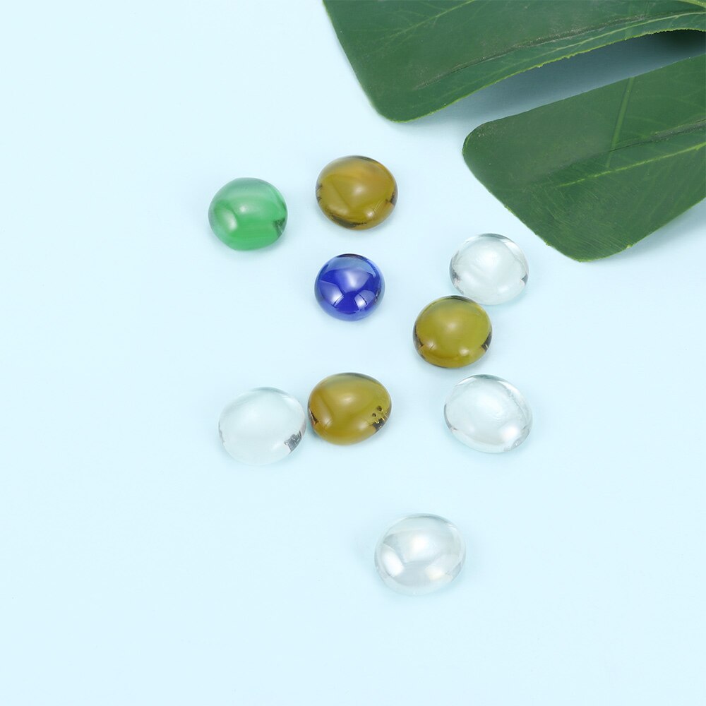 Piedras redondas para acuario de peces, abalorios planos de cristal de colores para decoración del hogar, accesorios para peceras, 100g
